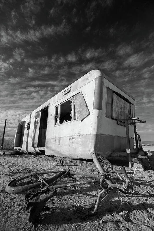 Abandoned Poster featuring the photograph Theres My Bike Black and White by Scott Campbell