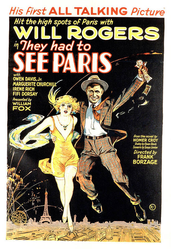 1920s Movies Poster featuring the photograph They Had To See Paris, Will Rogers by Everett