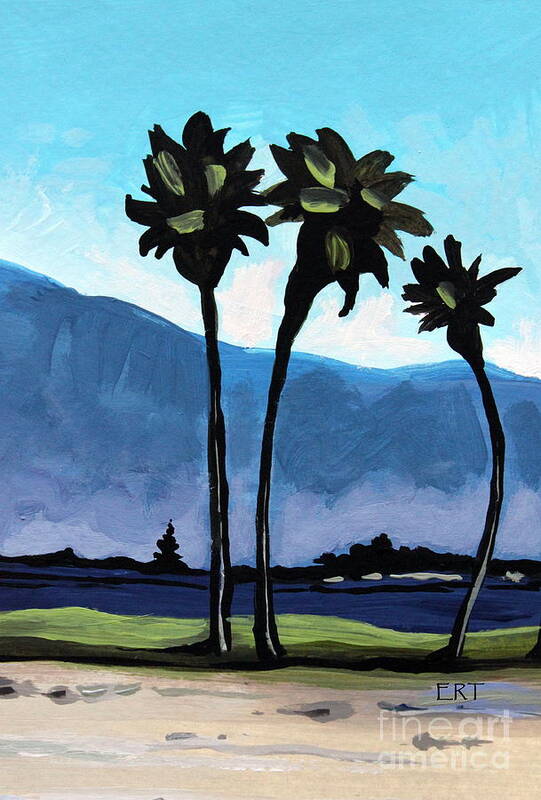 Palm Trees Poster featuring the painting Three Palm Trees by Elizabeth Robinette Tyndall