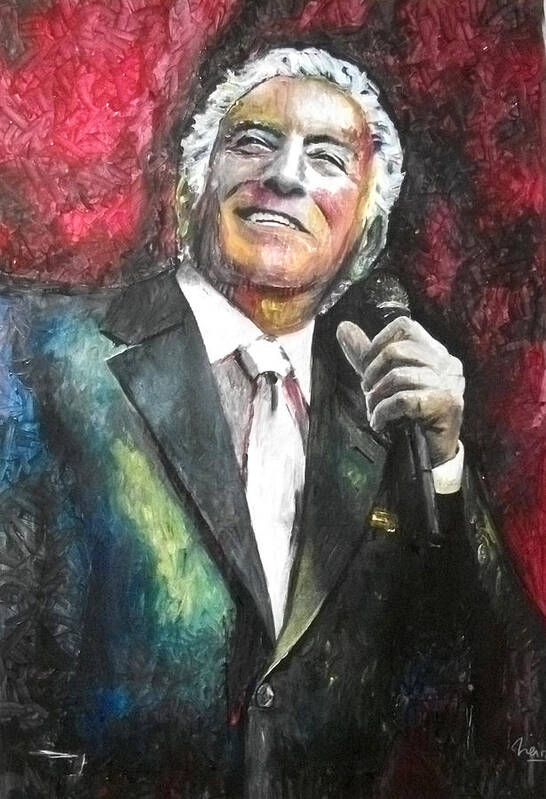 Tony Poster featuring the painting Tony Bennett by Marcelo Neira