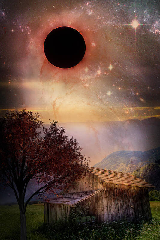 Appalachia Poster featuring the photograph Total Eclipse of the Sun Barn Art by Debra and Dave Vanderlaan