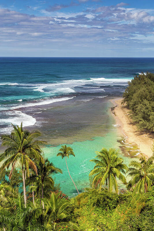 Kee Beach Poster featuring the photograph Tropical Kee Beach kauai by Pierre Leclerc Photography