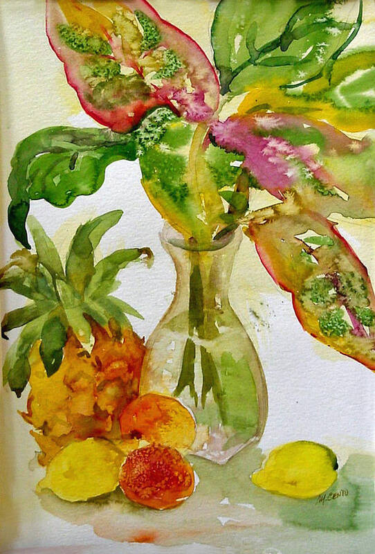 Still Life Poster featuring the painting Tropical Leaves by Mafalda Cento