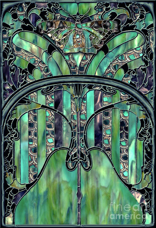 Stained Glass Poster featuring the painting Turquoise Window Jewels by Mindy Sommers