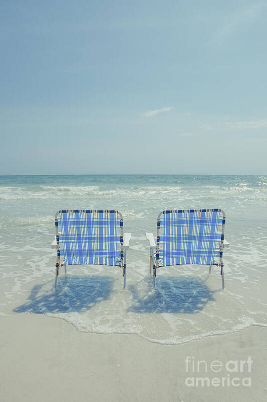 Beach Poster featuring the photograph Two Empty Beach Chairs by Edward Fielding