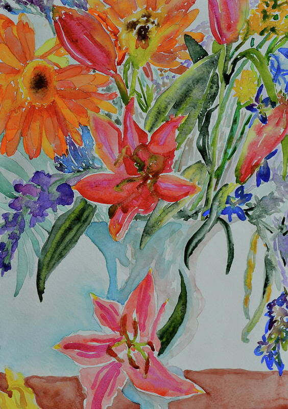 Bouquet Poster featuring the painting Uncontainable by Beverley Harper Tinsley