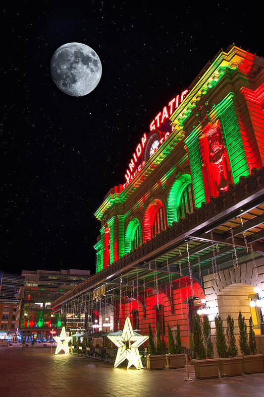 Moon Poster featuring the photograph Union Station Nights by Darren White