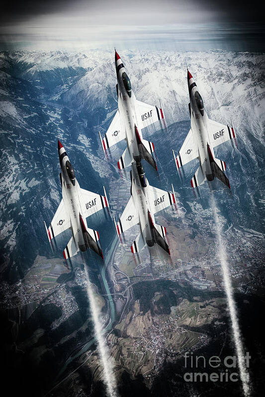 Thunderbirds Poster featuring the digital art USAF Thunderbirds by Airpower Art