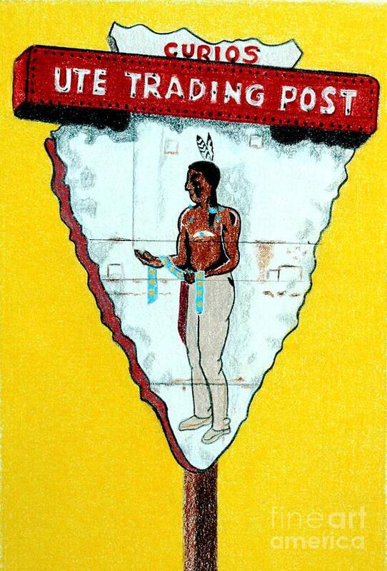 Vintage Poster featuring the drawing Ute Trading Post by Glenda Zuckerman
