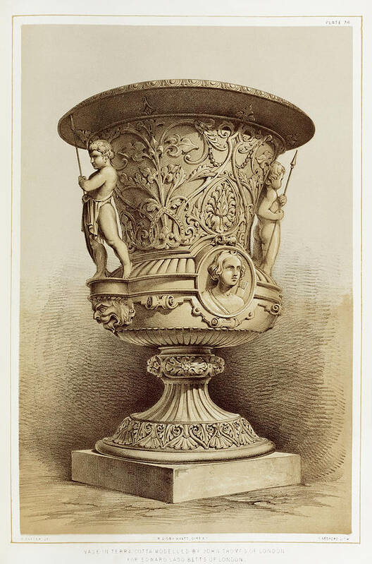 1900s Poster featuring the painting Vase in terra cotta from the Industrial arts of the Nineteenth Century by Vincent Monozlay