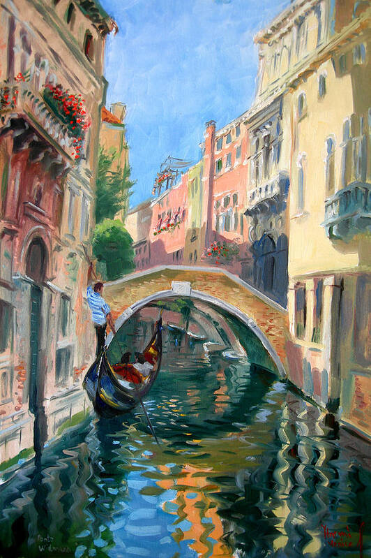 Venice Poster featuring the painting Venice Ponte Widmann by Ylli Haruni