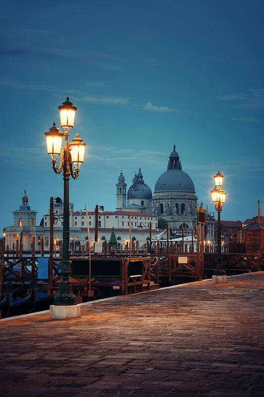Santa Maria Della Salute Poster featuring the photograph Venice street night by Songquan Deng