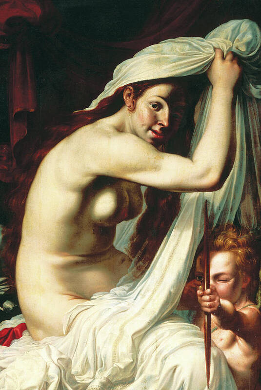 Venus Poster featuring the painting Venus and Cupid by Werner Jacobsz van den Valckert