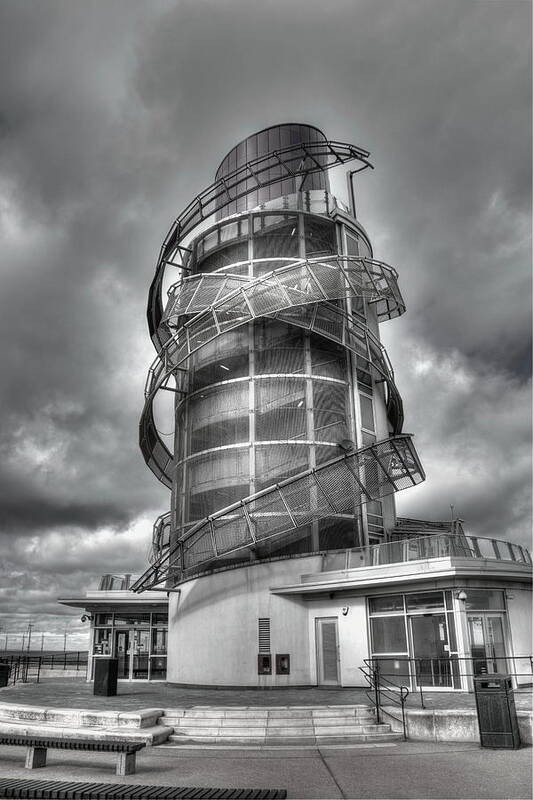 Beacon Poster featuring the photograph Vertical Pier Monochrome by Jeff Townsend
