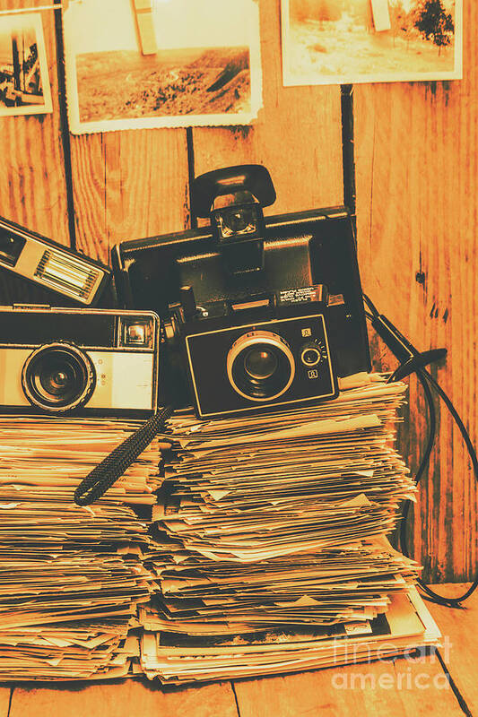 Nostalgia Poster featuring the photograph Vintage photography stack by Jorgo Photography