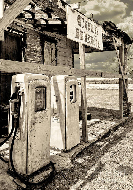 Mancave Poster featuring the painting Vintage Retro Gas Pumps by Mindy Sommers