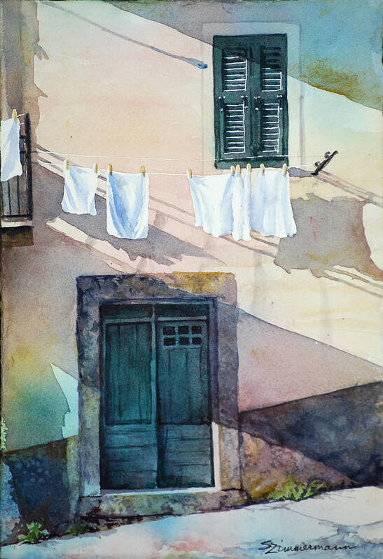 Clothes On A Line Poster featuring the painting Wash Day by Sue Zimmermann