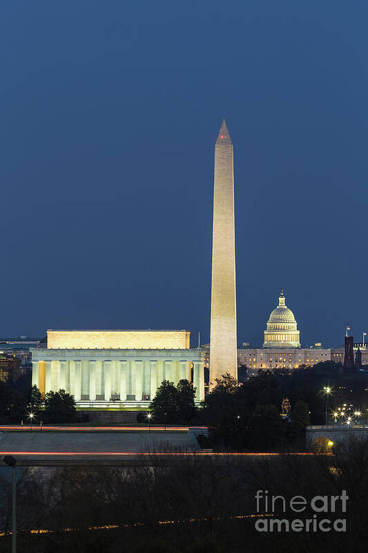 Clarence Holmes Poster featuring the photograph Washington DC Landmarks at Twilight II by Clarence Holmes
