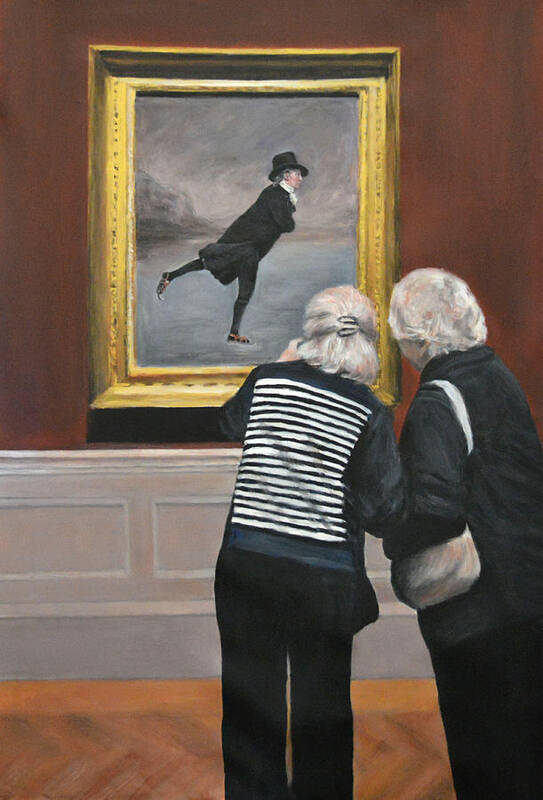 Skating Minister Poster featuring the painting Watching the skating minister by Escha Van den bogerd
