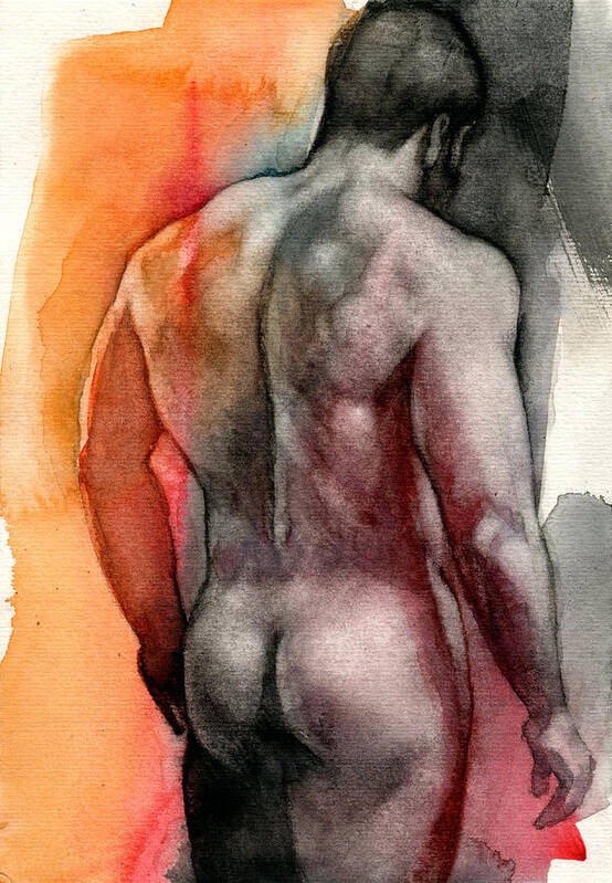 Male Poster featuring the painting Watercolor study 5 by Chris Lopez