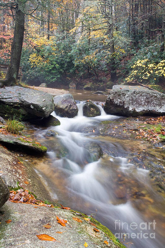 North Carolina Poster featuring the photograph Waterfalls at Roaring River Stone Mountain by John Harmon