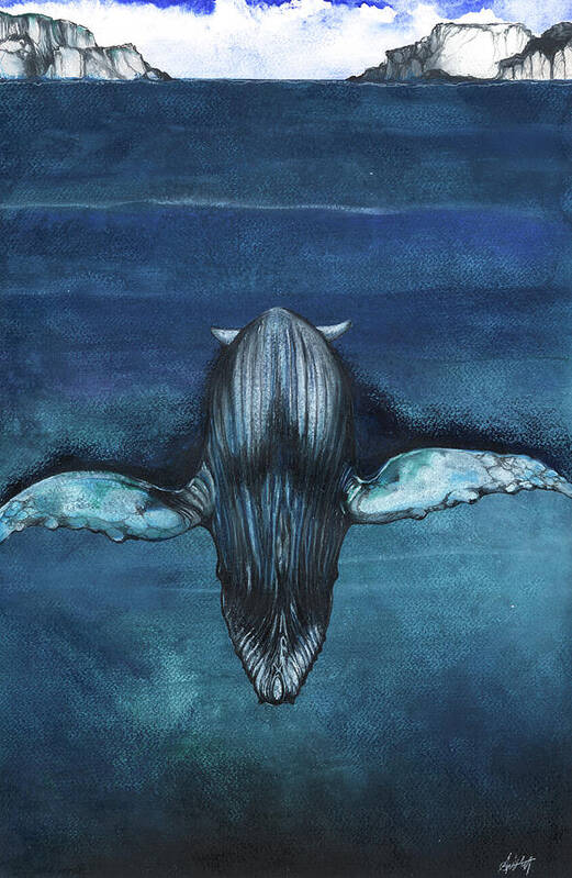 Whales Poster featuring the mixed media Whale III by Anthony Burks Sr