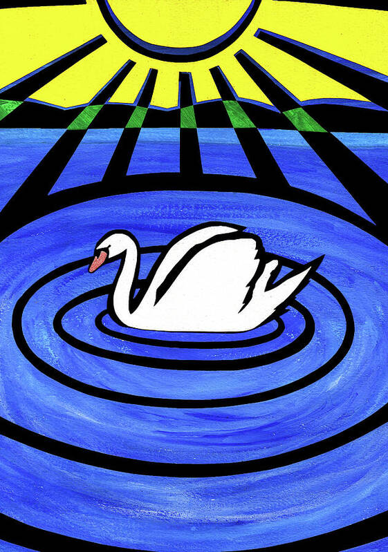 Swan Poster featuring the mixed media White Swan by Roseanne Jones