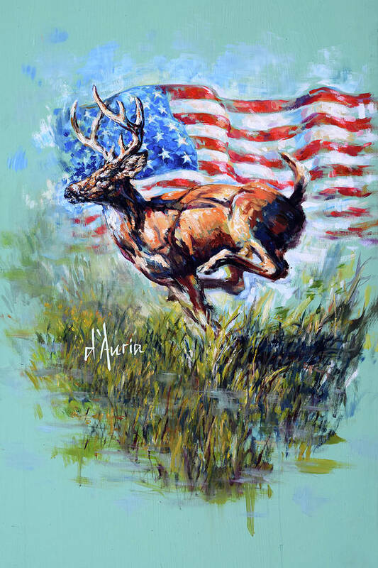 Whitetail Poster featuring the painting Whitetail Americana by Tom Dauria