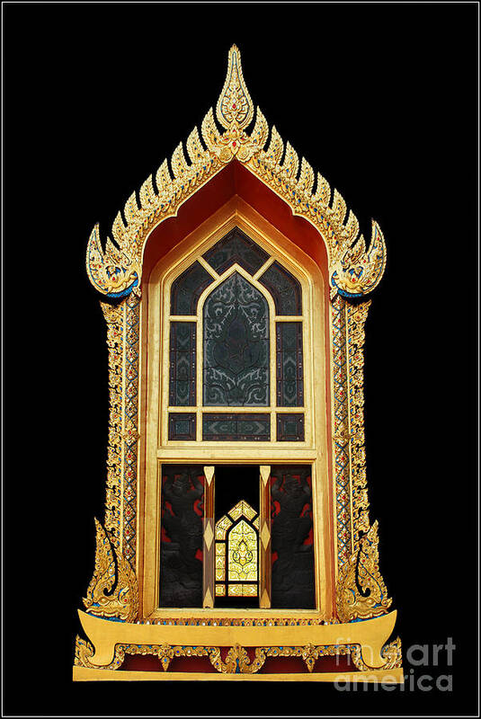 Window Culture Thailand Gold Colour Color Poster featuring the photograph Window by Ty Lee