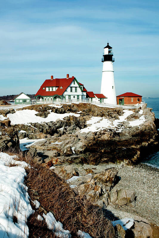 Coast Poster featuring the photograph Winter at Portland Head by Greg Fortier
