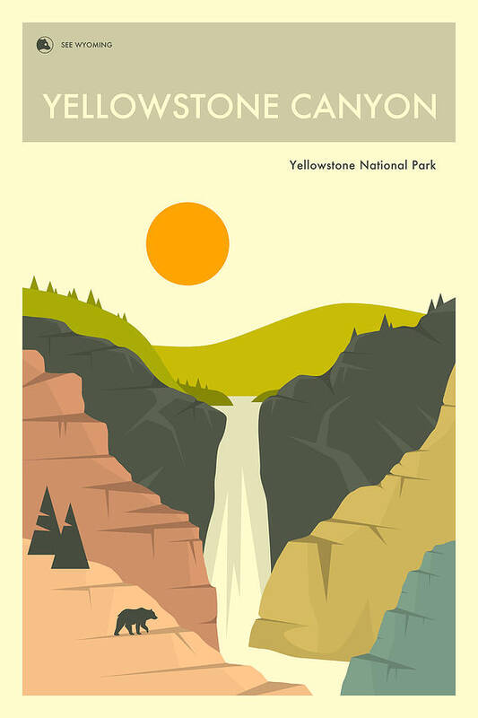 #faatoppicks Poster featuring the digital art Yellowstone National Park Travel Poster by Jazzberry Blue