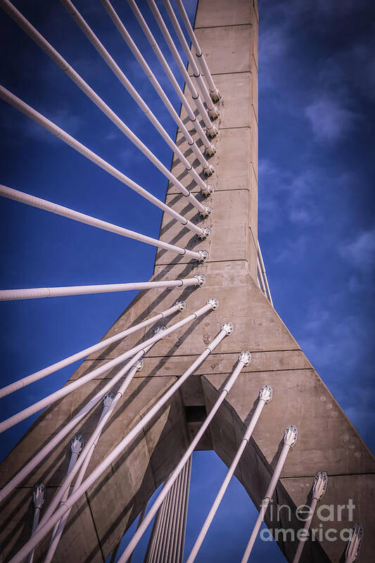 Urban Poster featuring the photograph Zakim bridge in Boston detail 1 by Claudia M Photography