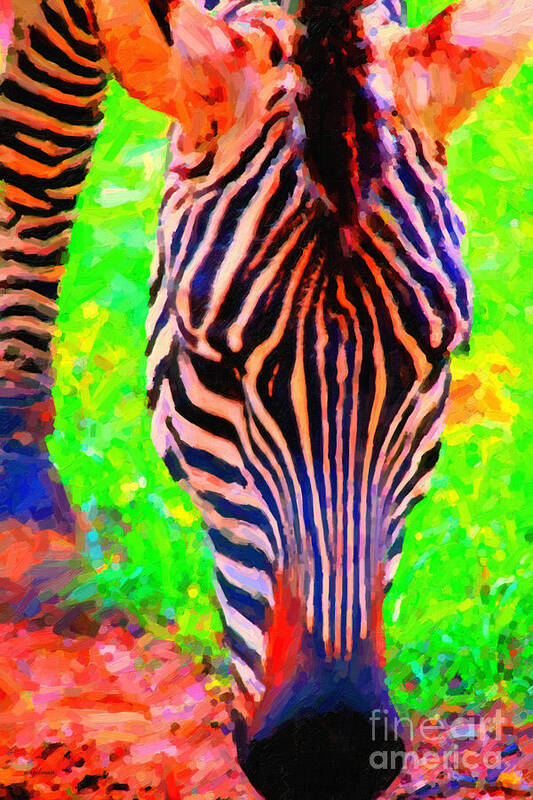 Zebra Poster featuring the photograph Zebra . Photoart by Wingsdomain Art and Photography