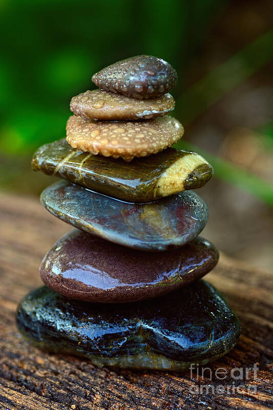 Photography Poster featuring the photograph Zen Art Balance Wet Rocks by Kaye Menner by Kaye Menner