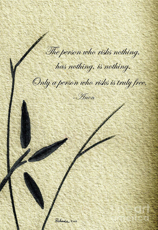 Abstract Poster featuring the mixed media Zen Sumi 4c Antique Motivational Flower Ink on Watercolor Paper by Ricardos by Ricardos Creations