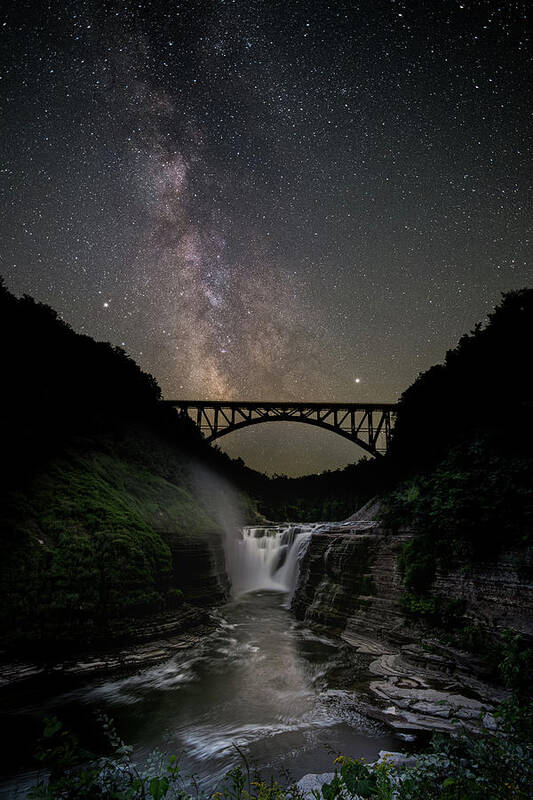 Milky-way Poster featuring the photograph Genesee arch bridge #1 by Guy Coniglio