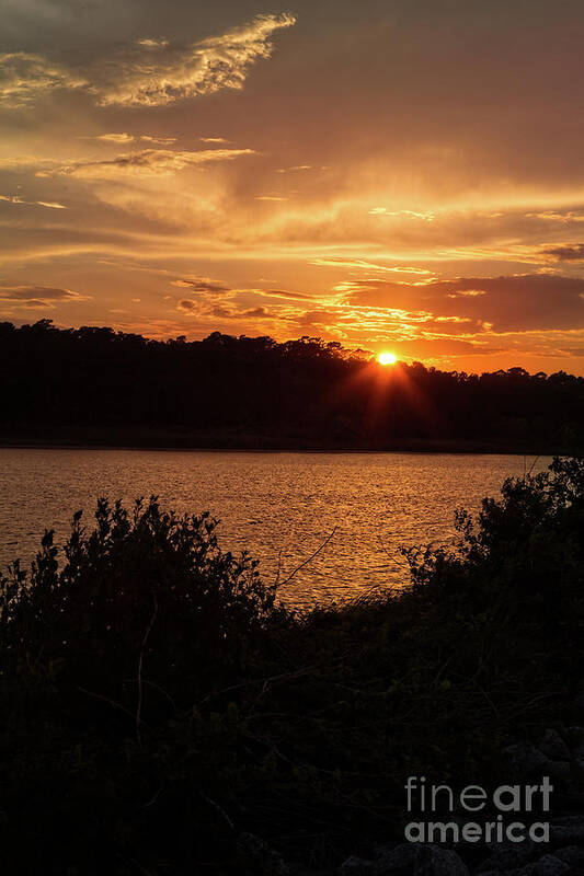 Orange Poster featuring the photograph Huntington Sunset #1 by Kathy Strauss