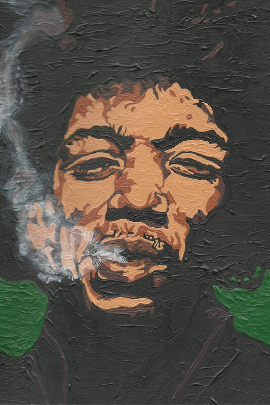Jimi Hendrix Poster featuring the painting Jimi Hendrix #3 by Rachel Natalie Rawlins