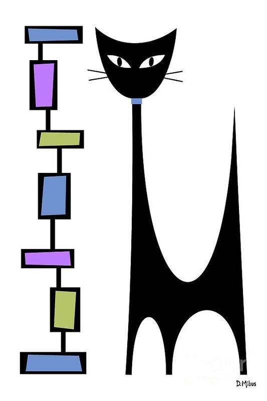 Atomic Cat Poster featuring the digital art Rectangle Cat 2 by Donna Mibus