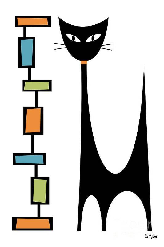 Atomic Cat Poster featuring the digital art Rectangle Cat by Donna Mibus