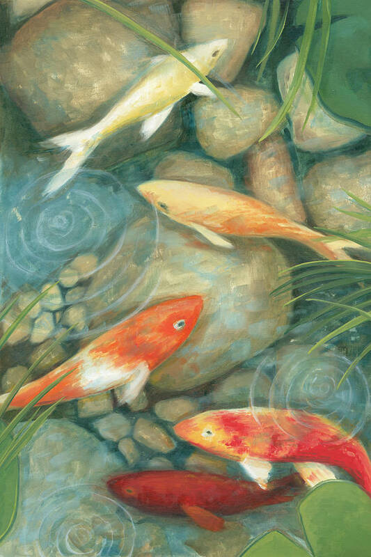 Fish Poster featuring the painting Reflecting Koi I #1 by Megan Meagher