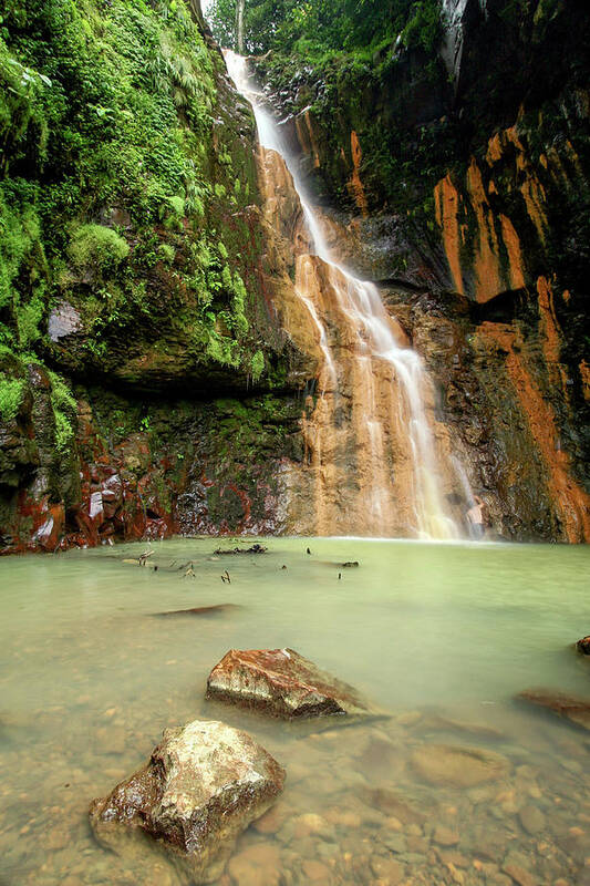 Green Poster featuring the photograph Waterfall #3 by Irman Andriana