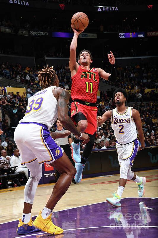 Trae Young Poster featuring the photograph Atlanta Hawks V Los Angeles Lakers #10 by Andrew D. Bernstein