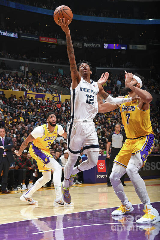 Ja Morant Poster featuring the photograph Memphis Grizzlies V Los Angeles Lakers #10 by Andrew D. Bernstein
