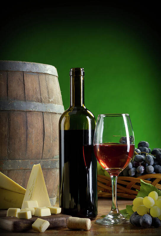 Cheese Poster featuring the photograph Red Wine Composition #11 by Valentinrussanov