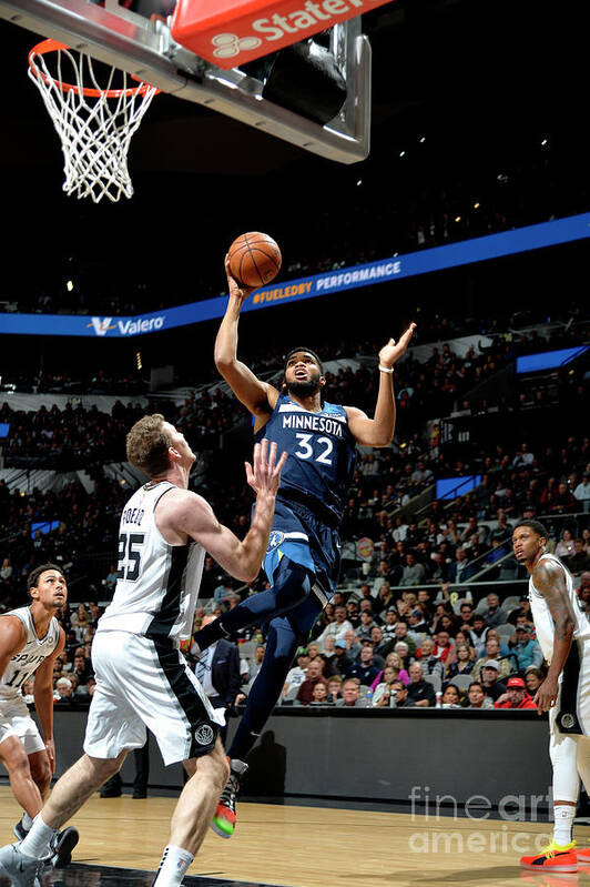 Karl-anthony Towns Poster featuring the photograph Minnesota Timberwolves V San Antonio #14 by Mark Sobhani