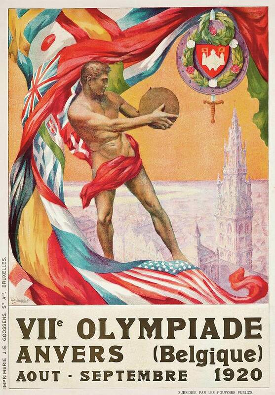 Summer Olympics Poster featuring the painting 1920 Summer Olympics Vintage Poster by Vincent Monozlay