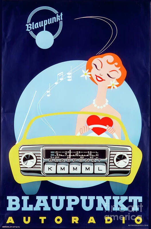 Vintage Poster featuring the mixed media 1950s Blaupunkt Autoradio Advertisement With Woman by Retrographs