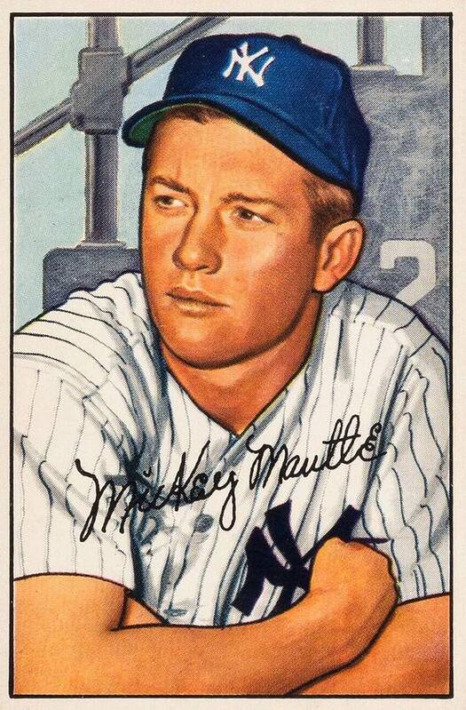 Player Poster featuring the painting 1952 Bowman Mickey Mantle by Celestial Images