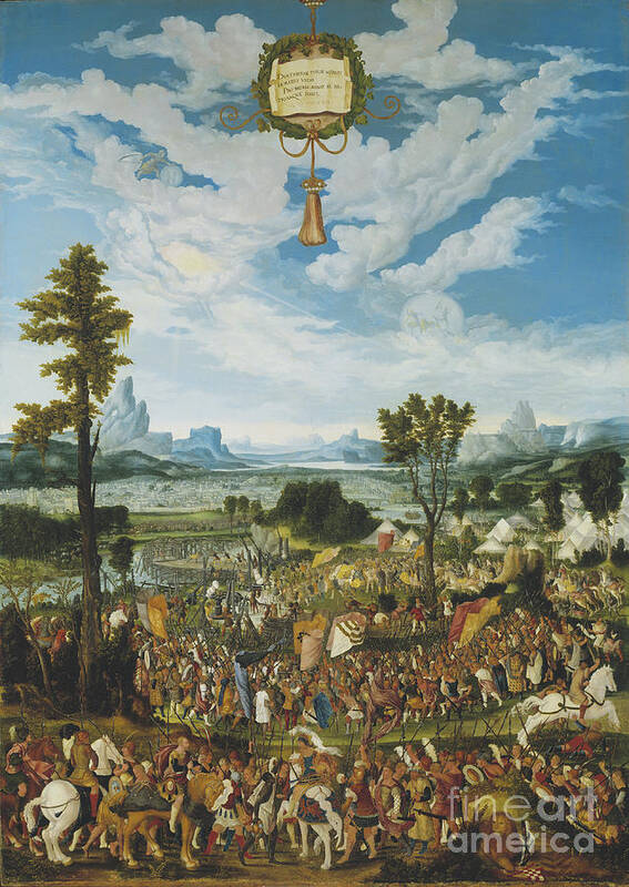 16th Century Poster featuring the painting Horatius Cocles Stopping King Porsenna's Army Outside Rome by Ludwig Refinger